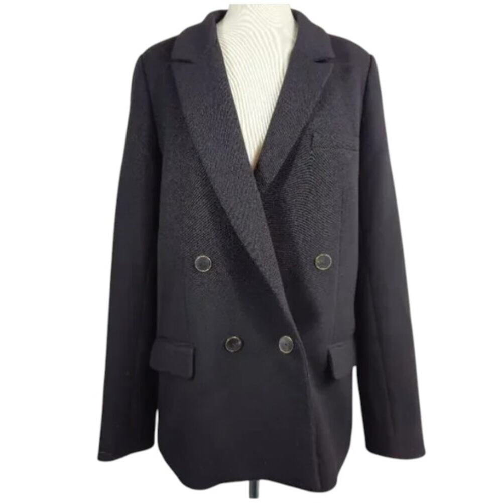 ba&sh Double Breasted Blazer Black Size 3 = Large